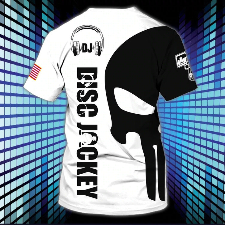 FUNSTUFFPRINT Skull Disc Jockey 3D Full Print Shirt, I Love Dj Shirt, To My Love Dj Boyfriend Gifts, Deejay Shirts 3D T-shirt