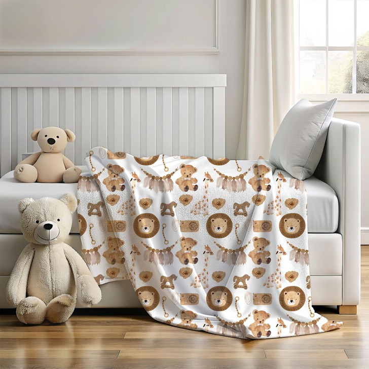 FUNSTUFFPRINT boho fleece blanket for baby, safari animal nursery decor, cute christmas gift for new mom, baby shower gift for boy, newborn photo prop