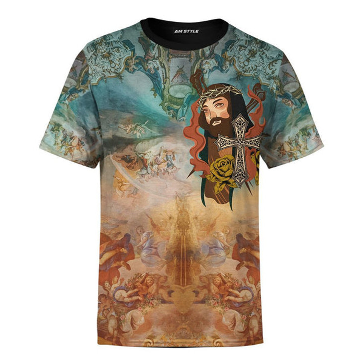 FUNSTUFFPRINT Dead To Sin Alive In Christ Jesus Customized Shirt - Christian 3d Shirts For Men Women - Custom Name T-Shirt 3D T-shirt