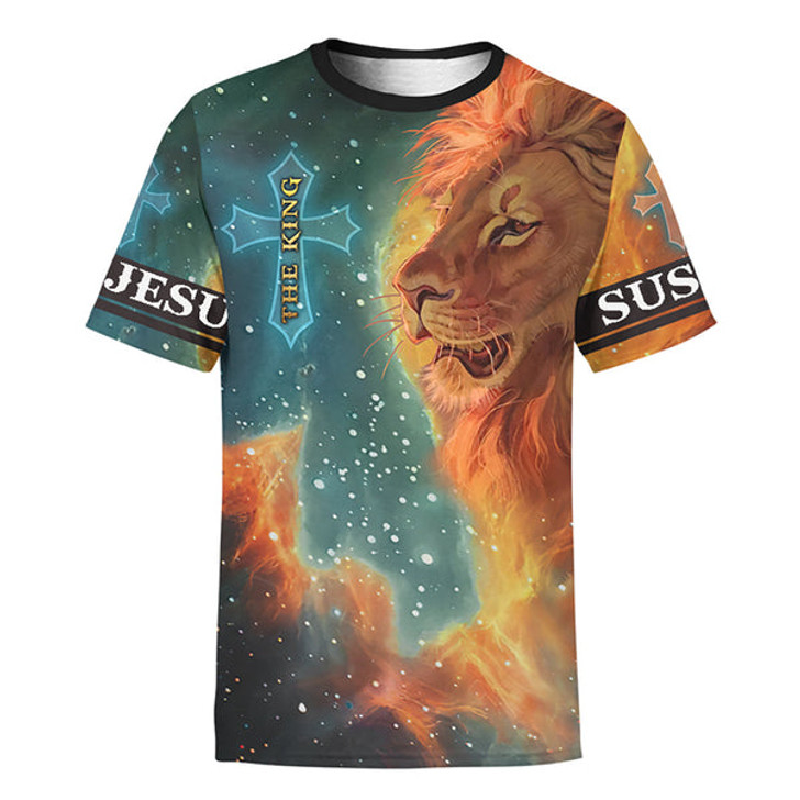 FUNSTUFFPRINT The King Jesus Lion 3d Unisex Shirt - Christian 3D Shirt 3D T-shirt
