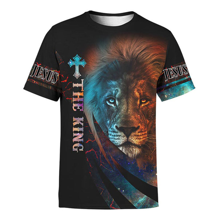 FUNSTUFFPRINT The King Jesus Lion Customized 3d Shirt - Christian 3D Shirt 3D T-shirt