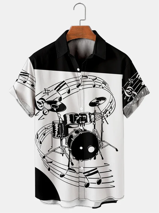 Men's Drum Kit Music Hawaiian Short Sleeve hawaiian Shirts