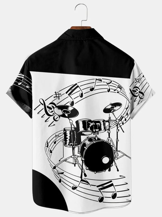Men's Drum Kit Music Hawaiian Short Sleeve hawaiian Shirts