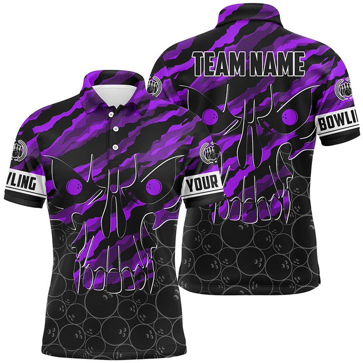 FUNSTUFFPRINT  Personalized Skull Bowling polo Shirt for men   Polo Shirt Size S-5XL