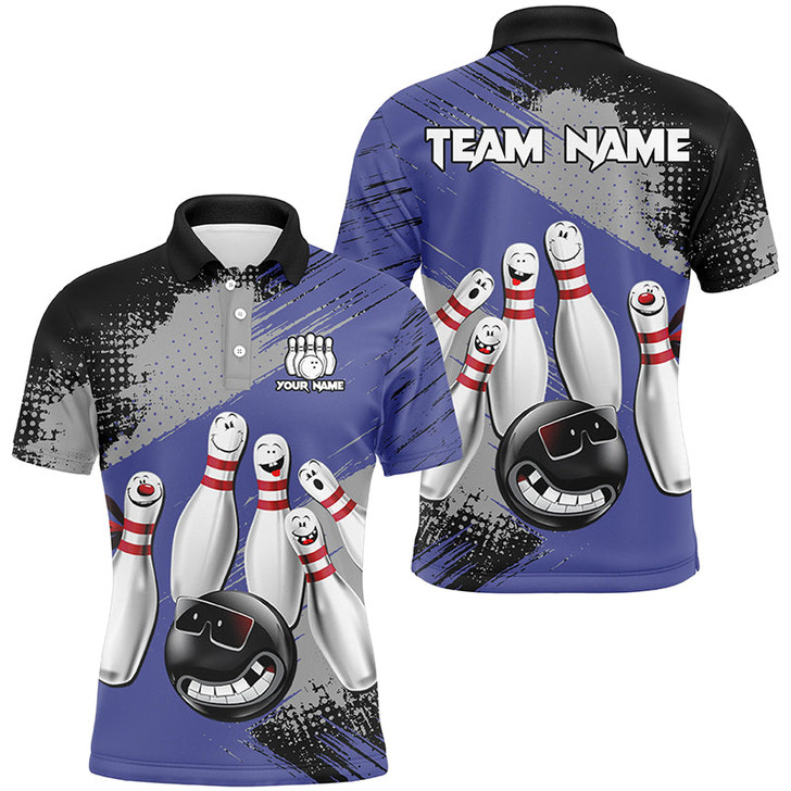 FUNSTUFFPRINT lue Retro Bowling Shirt For Men Custom Funny Bowling  Polo Shirt Size S-5XL