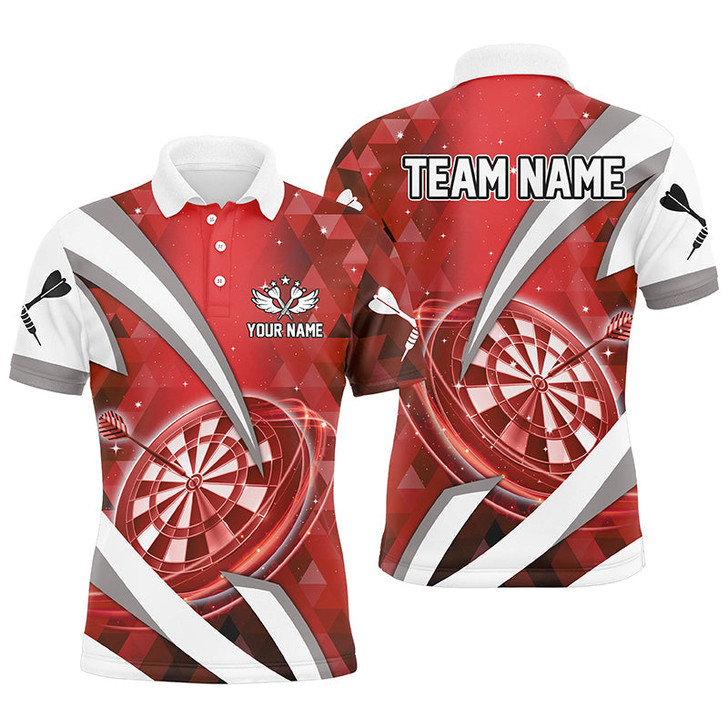 FUNSTUFFPRINT Personalized Red Jerseys Darts Board 3D Men Darts Polo Shirts Custom Team League Darts  Polo Shirt Size S-5XL