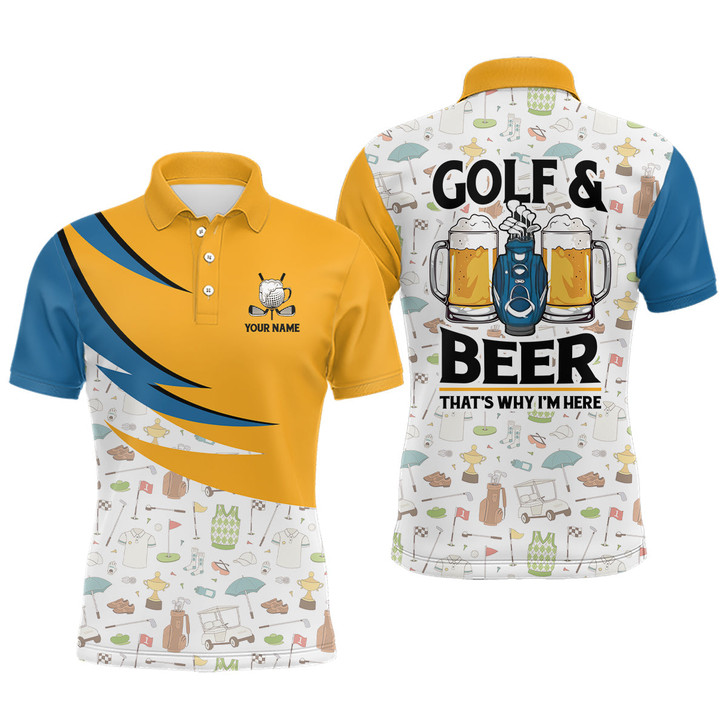 FUNSTUFFPRINT Golf & Beer That's Why I'm Here Golf Icons Seamless Mens Polo Shirts Cool Golf Shirts For Men  Polo Shirt Size S-5XL