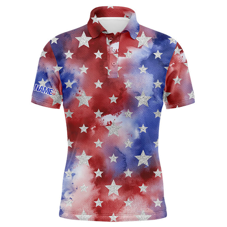 FUNSTUFFPRINT  Red, white and blue tie dye mens golf polo shirts custom team golf shirts  Polo Shirt Size S-5XL