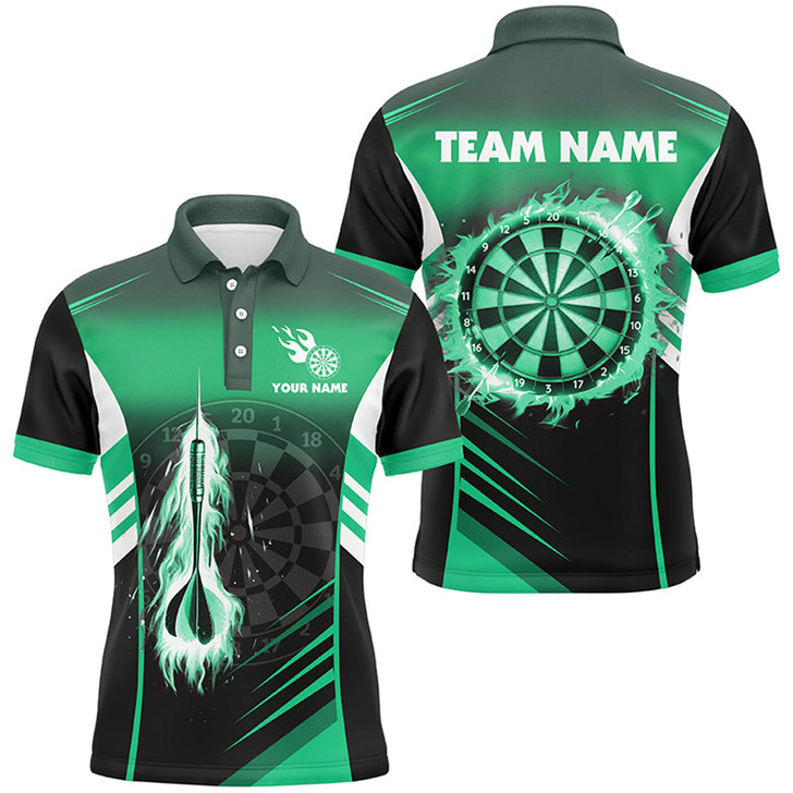 FUNSTUFFPRINT Personalized Darts Fire Arrow Men Dart Polo Shirts Custom Flame Dart  Polo Shirt Size S-5XL
