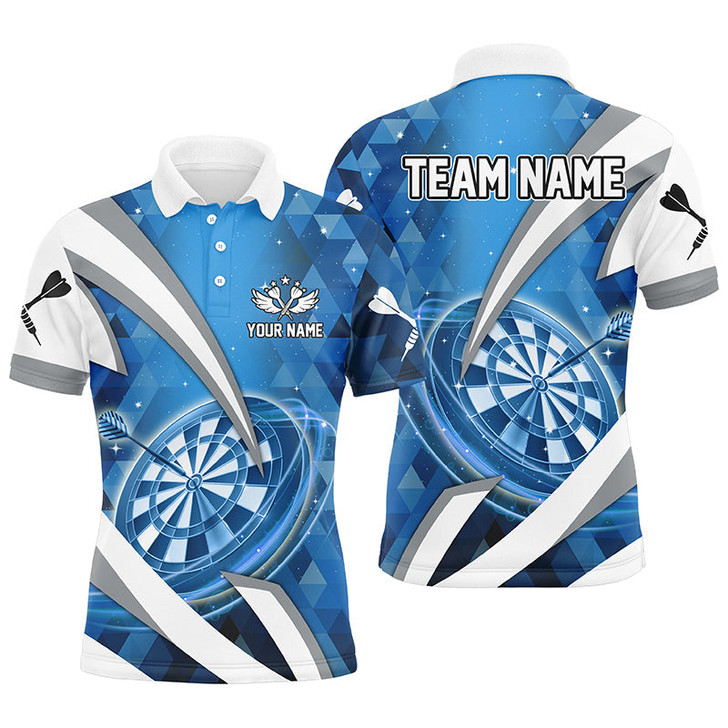 FUNSTUFFPRINT Personalized Blue Jerseys Darts Board 3D Men Darts Polo Shirts Custom Team League Darts  Polo Shirt Size S-5XL