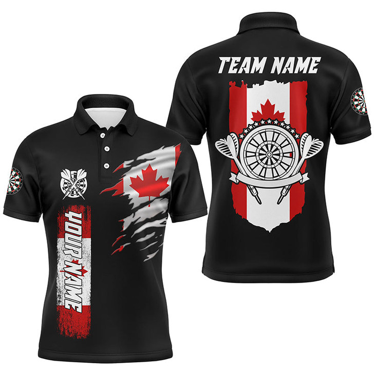 FUNSTUFFPRINT Personalized Retro Canada Flag Darts Polo Shirts Custom Patriotic Darts  Polo Shirt Size S-5XL