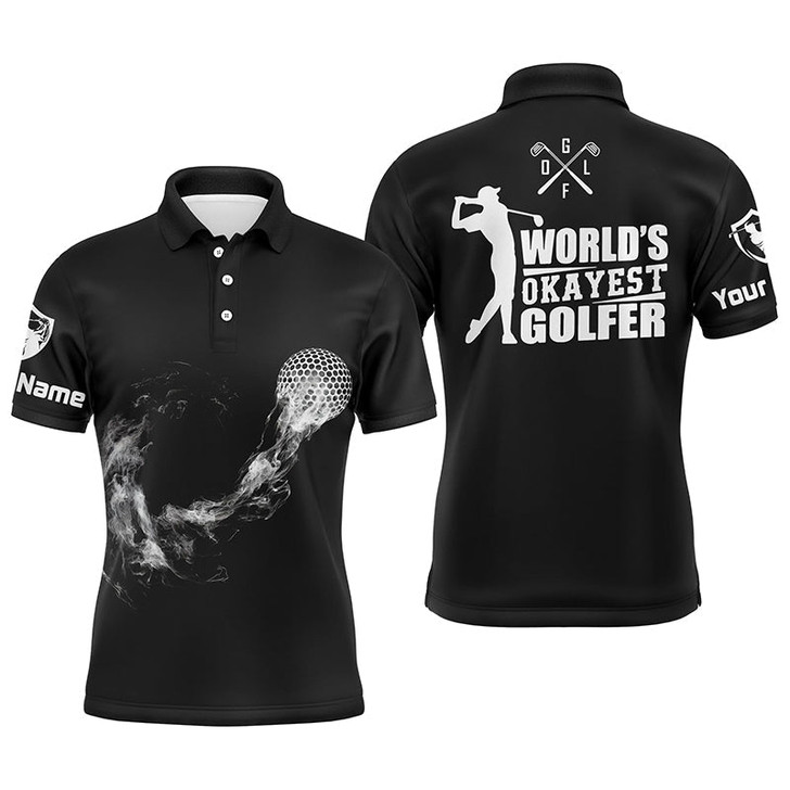 FUNSTUFFPRINT Black And White Mens Golf Polo Shirts, Personalized Golf Shirts For Men, Cool Golf Gifts  Polo Shirt Size S-5XL