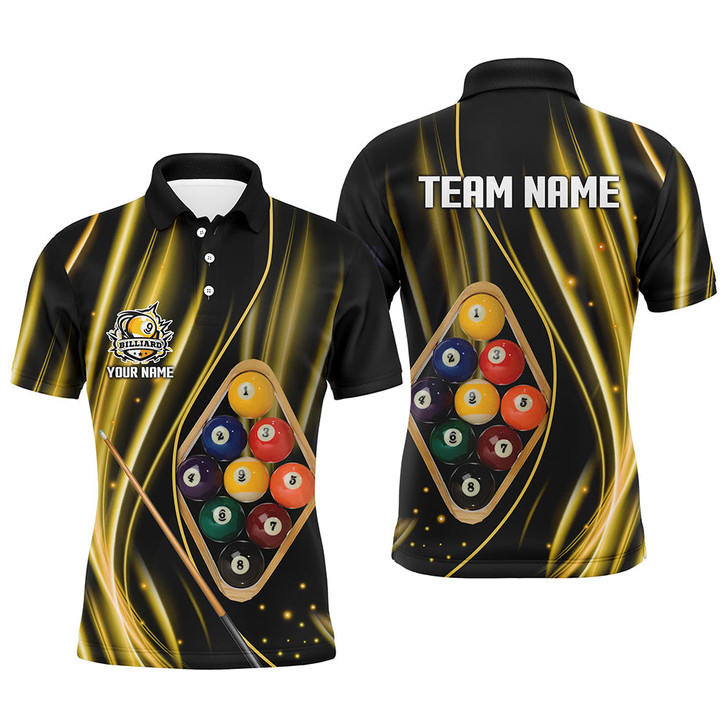 FUNSTUFFPRINT Custom Yellow Jerseys 9 Ball Billiard   Polo Shirt Size S-5XL