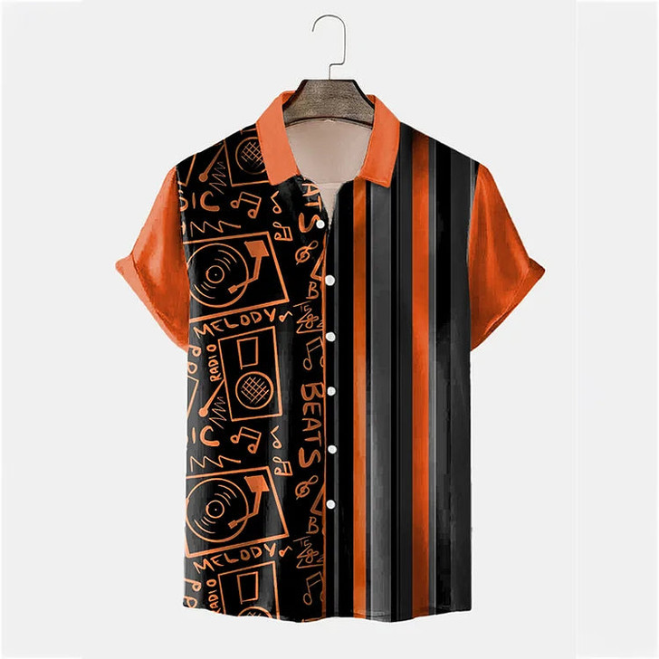Fashion Casual Colorblock Short Sleeve hawaiian Shirt