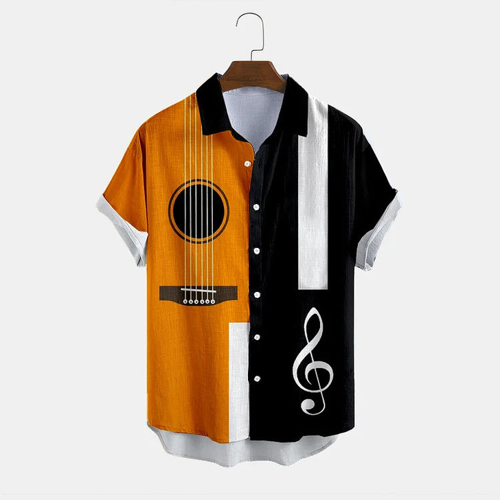 Stylish Asymmetric Print Short Sleeve hawaiian Shirt