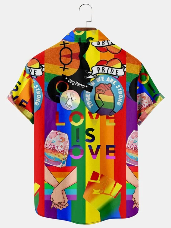 LGBT Holiday Print Casual Short Sleeve Hawaiian Shirt