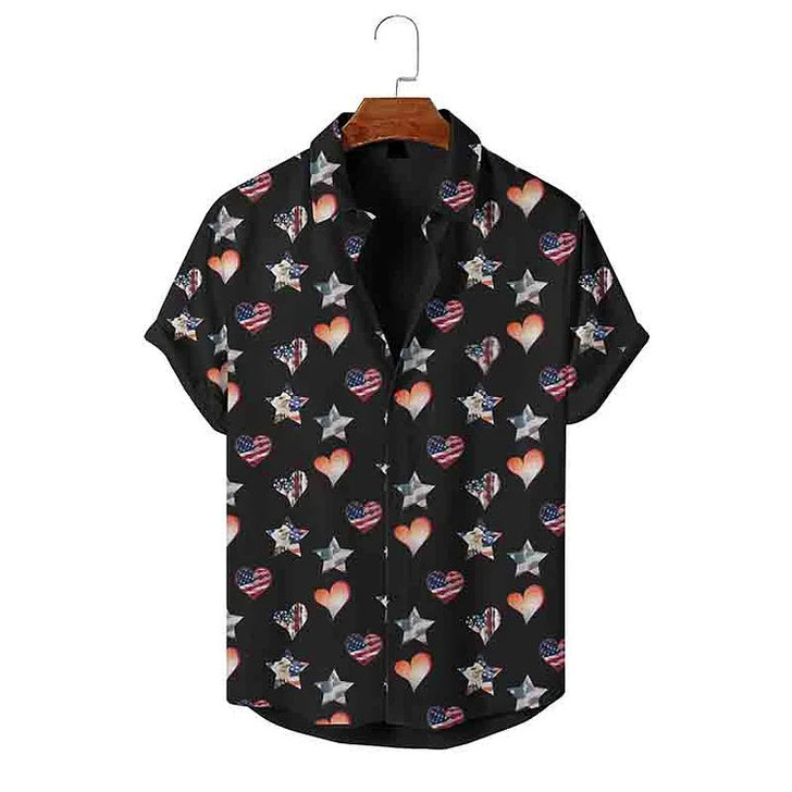 Personalized Flag Pattern Holiday Short Sleeve Shirt, 4th of july hawaiian shirt