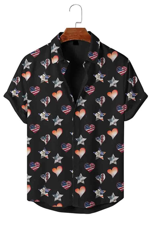 Personalized Flag Pattern Holiday Short Sleeve Shirt, 4th of july hawaiian shirt