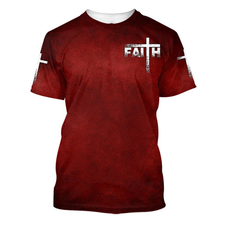 FUNSTUFFPRINT Christian Jesus Faith Cross 3d All Over Print Shirt - Christian 3d Shirts For Men Women 3D T-shirt