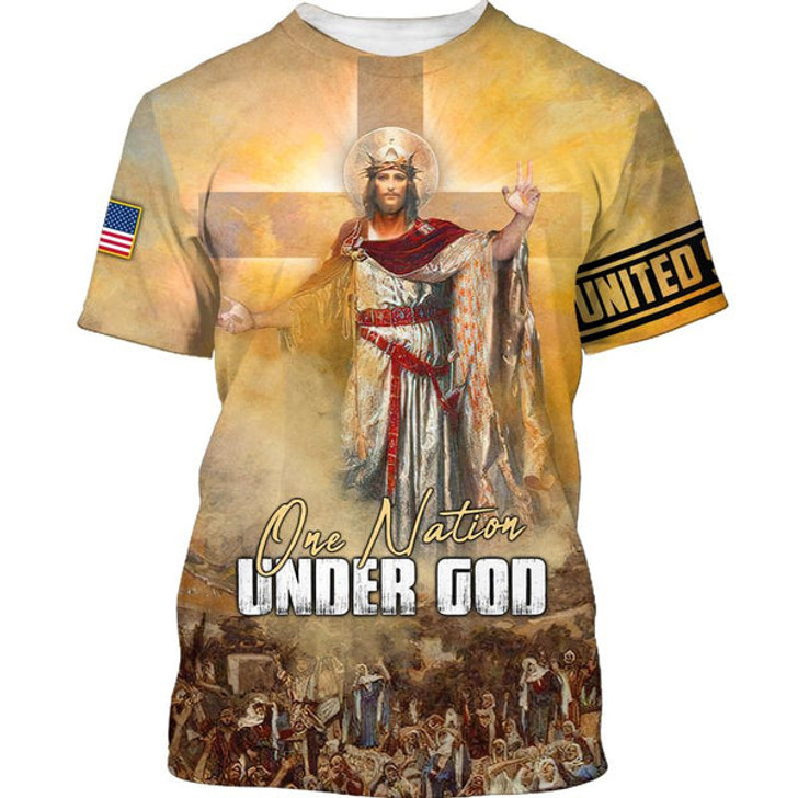 FUNSTUFFPRINT One Nation Under God 3d Shirts - Christian T Shirts For Men And Women 3D T-shirt