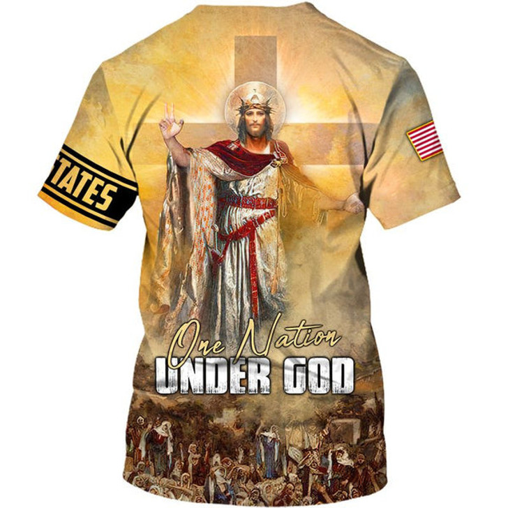 FUNSTUFFPRINT One Nation Under God 3d Shirts - Christian T Shirts For Men And Women 3D T-shirt