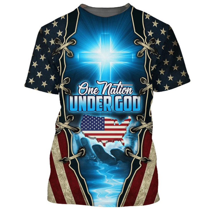 FUNSTUFFPRINT One Nation Under God Patriotic 3d Shirts - Christian T Shirts For Men And Women 3D T-shirt