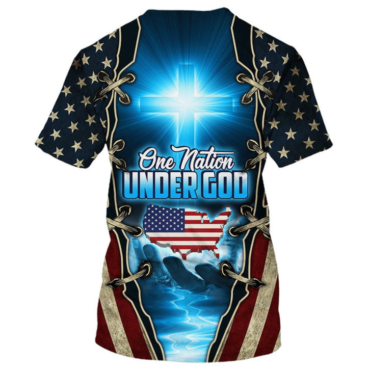 FUNSTUFFPRINT One Nation Under God Patriotic 3d Shirts - Christian T Shirts For Men And Women 3D T-shirt