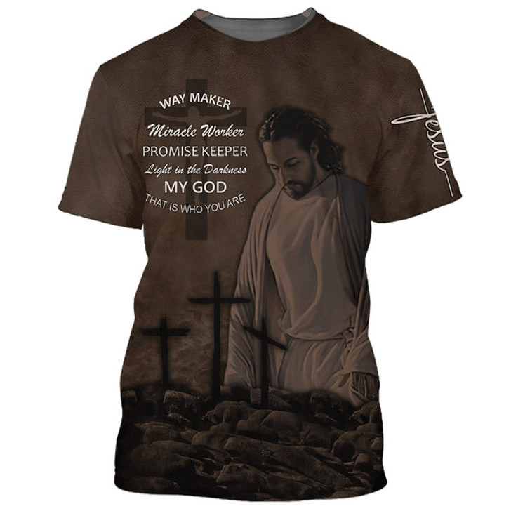 FUNSTUFFPRINT Jesus Way Maker Miracle Worker My God That Is Who You Are 3d Shirts - Christian T Shirts For Men And Women 3D T-shirt