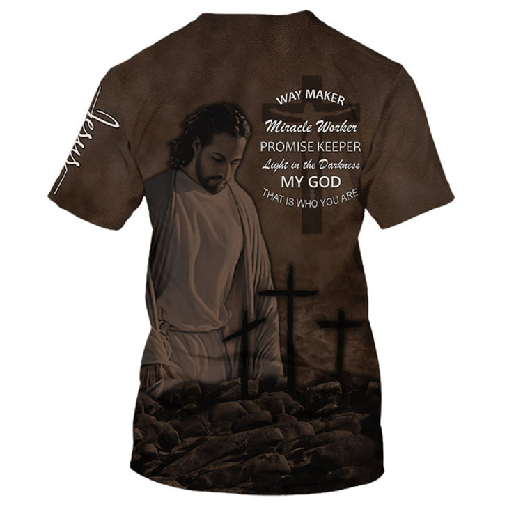 FUNSTUFFPRINT Jesus Way Maker Miracle Worker My God That Is Who You Are 3d Shirts - Christian T Shirts For Men And Women 3D T-shirt