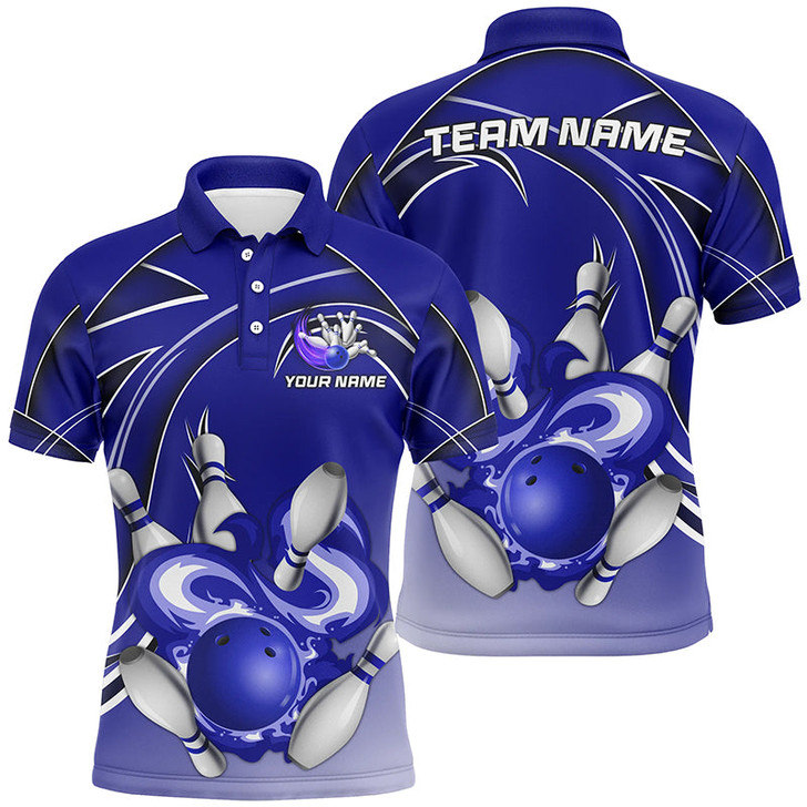 FUNSTUFFPRINT Men Bowling Polo Shirt Custom Bowling ball and pins Team league   Polo Shirt Size S-5XL