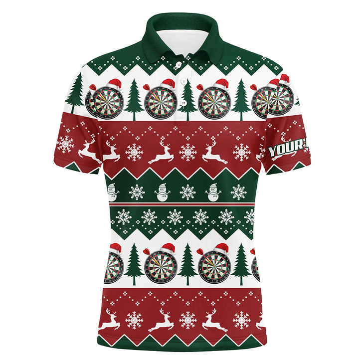 FUNSTUFFPRINT  Christmas Tree Snowflakes Men Darts Polo Shirt Custom Christmas Darts Shirt For Men  Polo Shirt Size S-5XL