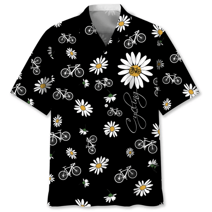 Cycling Daisy Hawaiian Shirt, Idea Gift for Cycling Lover, Summer Cycling Shirt