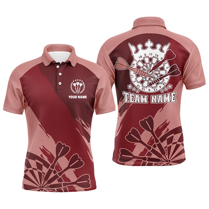 FUNSTUFFPRINT Personalized Red Men Darts Polo Shirt Custom Cool Dart Shirts For Men Darts   Polo Shirt Size S-5XL