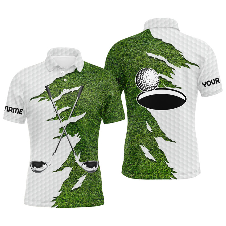 FUNSTUFFPRINT Mens golf polo shirts custom name green golf clubs, personalized best golf   Polo Shirt Size S-5XL