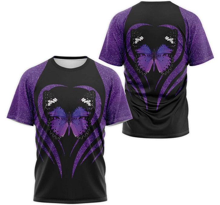 FUNSTUFFPRINT Personalized T-Shirt, Hoodie - Twinkle Purple Butterfly 3D Printed 3D T-shirt