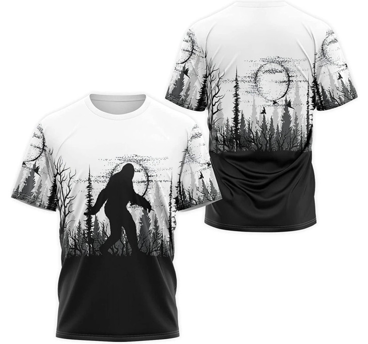 FUNSTUFFPRINT Personalized T-Shirt, Hoodie - Bigfoot Forest Night Moon 3D Printed 3D T-shirt