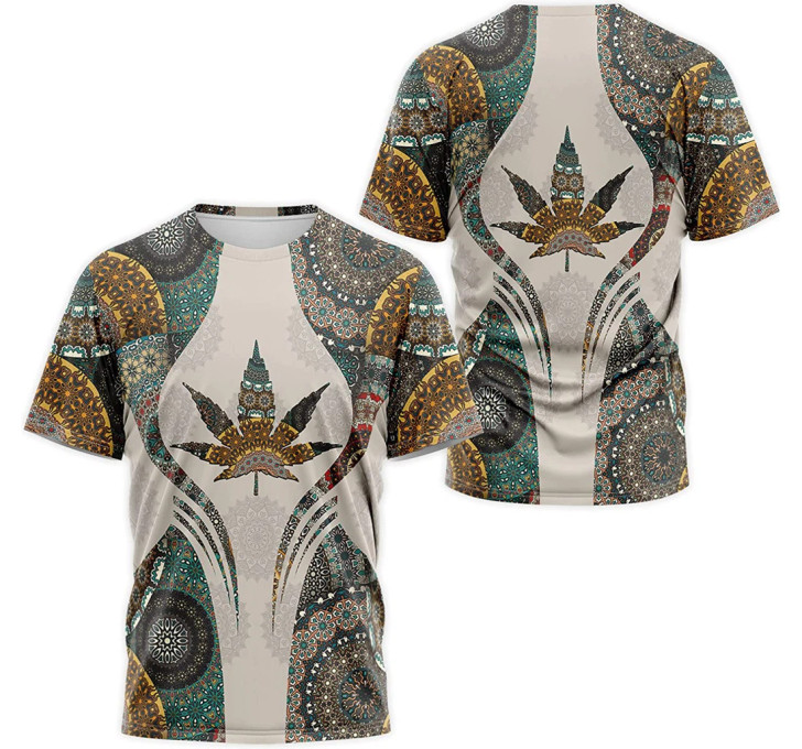 FUNSTUFFPRINT Personalized T-Shirt, Hoodie - Mandala Weed Cannabis 3D Printed 3D T-shirt