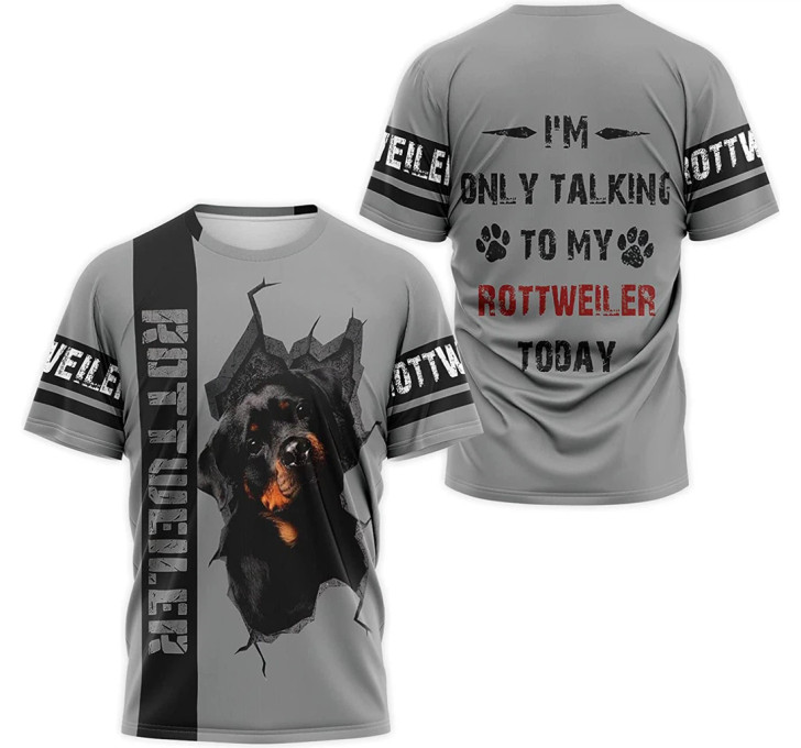 FUNSTUFFPRINT Personalized T-Shirt, Hoodie - Rottweiler I'm Only Talking To My Rottweiler Today 3D Printed 3D T-shirt
