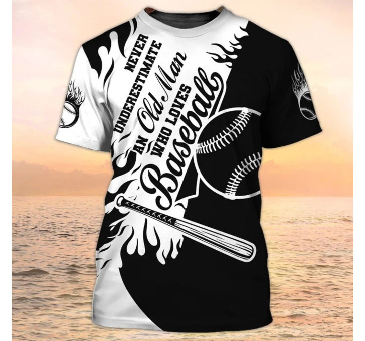 FUNSTUFFPRINT Personalized Baseball Old Who Loves Baseball Baseball Player - 3D Printed T-shirt 3D T-shirt