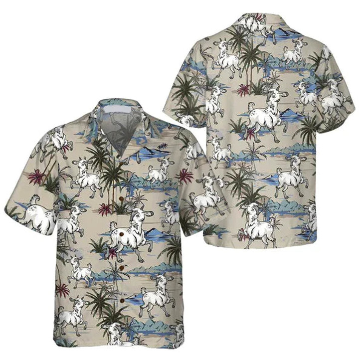 GOAT ISLAND PATTERN All Printed 3D Hawaiian Shirt, summer gifts for men and women