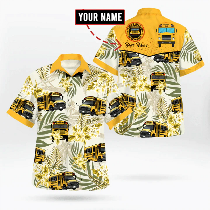 Custom Bus Driver Hawaiian Shirt, School Bus Driver Shirt, Shirts For Bus Drivers