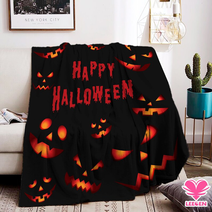 FUNSTUFFPRINT Halloween Blanket, Halloween Decor, Fall Blanket, Halloween Pumpkin, Pumpkin Decor, Black Decor, Unique Decor, Fall Gift for Friend
