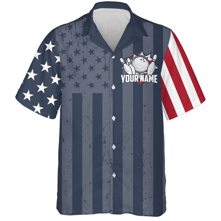 Custom Hawaiian Bowling Shirt For Men Women American Flag Bowling Hawaiian Custom Bowling Team Shirt