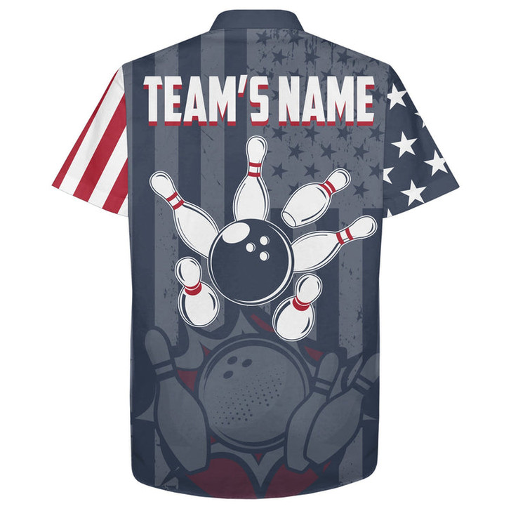 Custom Hawaiian Bowling Shirt For Men Women American Flag Bowling Hawaiian Custom Bowling Team Shirt