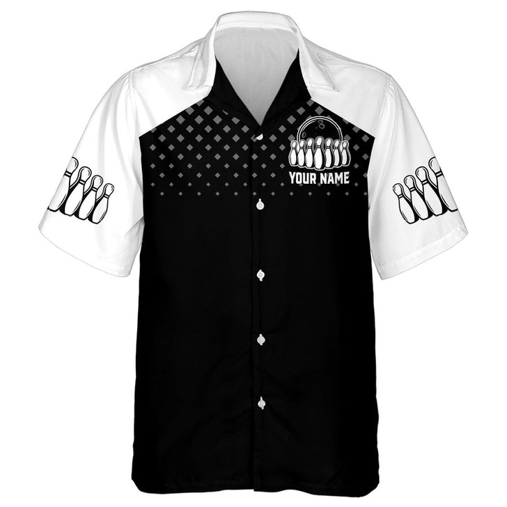 Custom Hawaiian Bowling Shirt For Men Women Custom Bowling Hawaiian Black White Bowling Shirt For Team