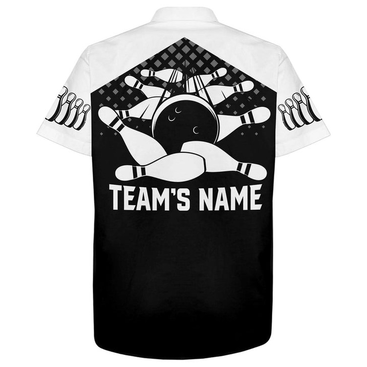 Custom Hawaiian Bowling Shirt For Men Women Custom Bowling Hawaiian Black White Bowling Shirt For Team