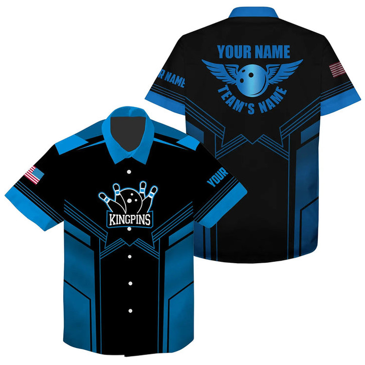Custom Red And Black Bowling Hawaiian Shirt For Men Custom Name And Team Name Mens Bowling Team Shirts