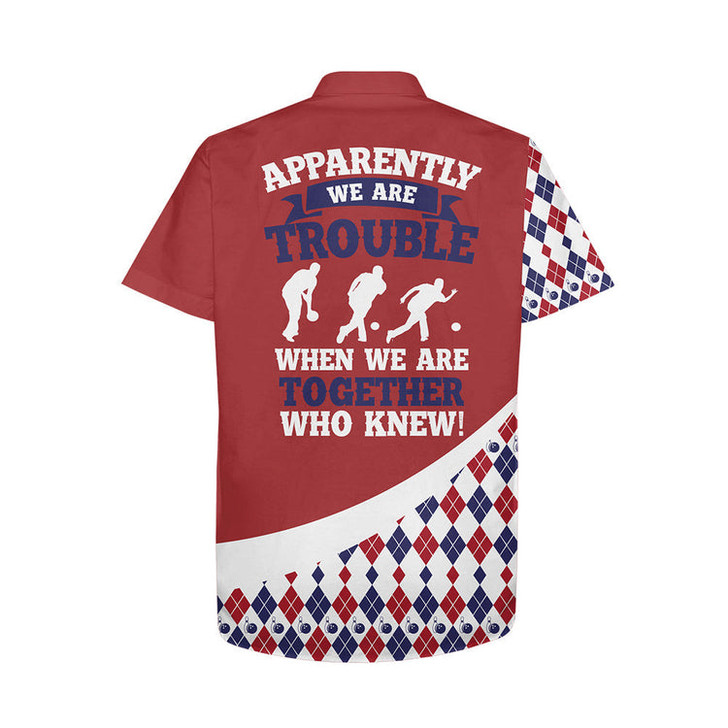 Custom Personalized Hawaiian Bowling Shirt For Men Women Red Argyle Blowing, Idea Gift for Bowling Lover