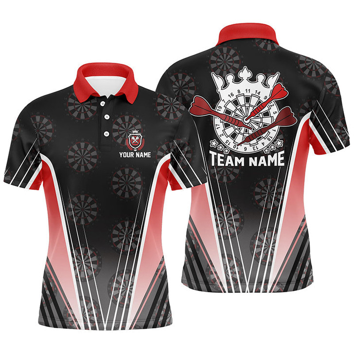 FUNSTUFFPRINT Personalized Black Red Men Darts Polo Shirt Custom Dart Team Shirt For Men Darts    Polo Shirt Size S-5XL