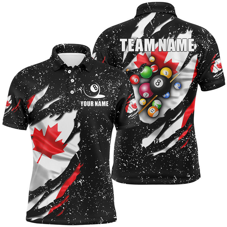 FUNSTUFFPRINT Grunge Canada Flag 3D Billiard Balls  Polo Shirt Size S-5XL